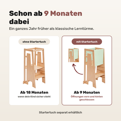 Tuki Lernturm Nature mit und ohne Startertuch: nutzbar ab 9 statt erst ab 18 Monaten