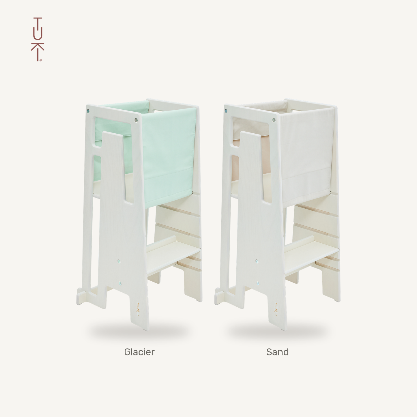 Tuki Startertuch Duo: Glacier und Sand am Lernturm