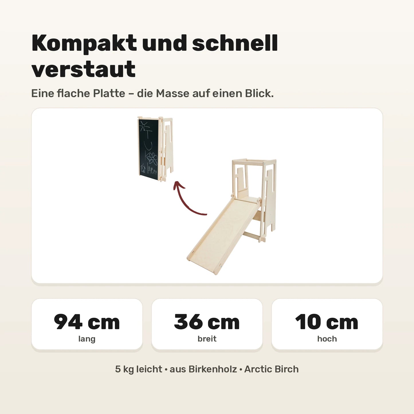 Tuki Rutsche mit Maltafel Masse: 94 cm lang, 36 cm breit, 10 cm hoch, 5 kg leicht