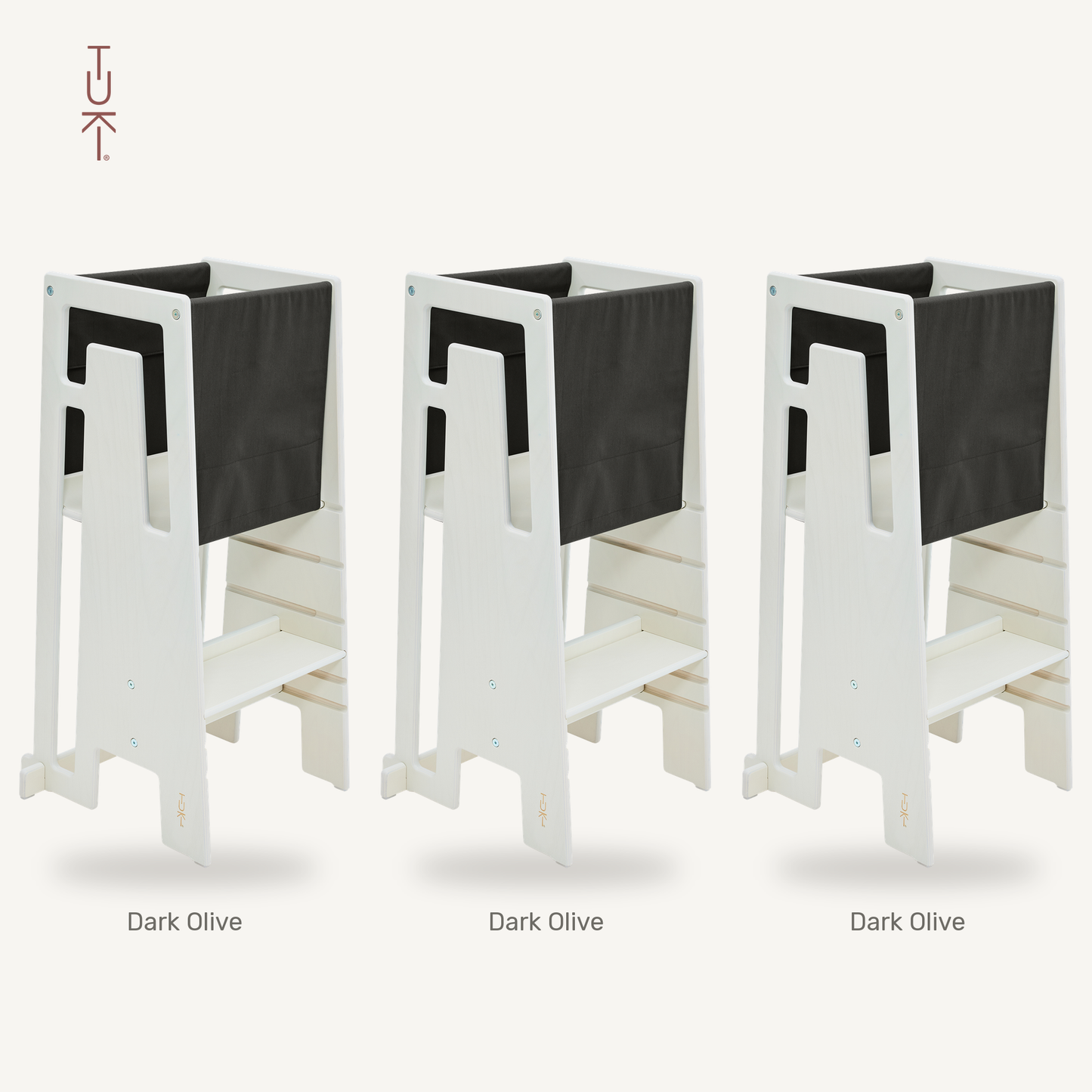 Tuki Startertuch Trio: dreimal Dark Olive am Lernturm